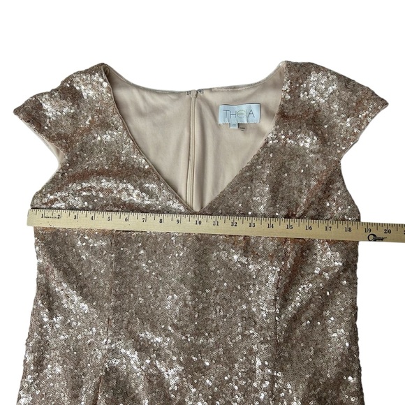 Theia Rose Gold Sequin Evening Gown Women’s Size 20 Formal Maxi Dress - Picture 7 of 8
